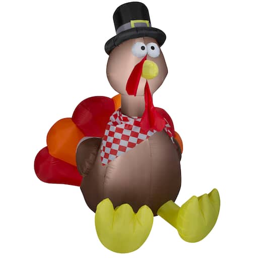 6ft. Airblown® Inflatable Thanksgiving Turkey with Checkered Scarf